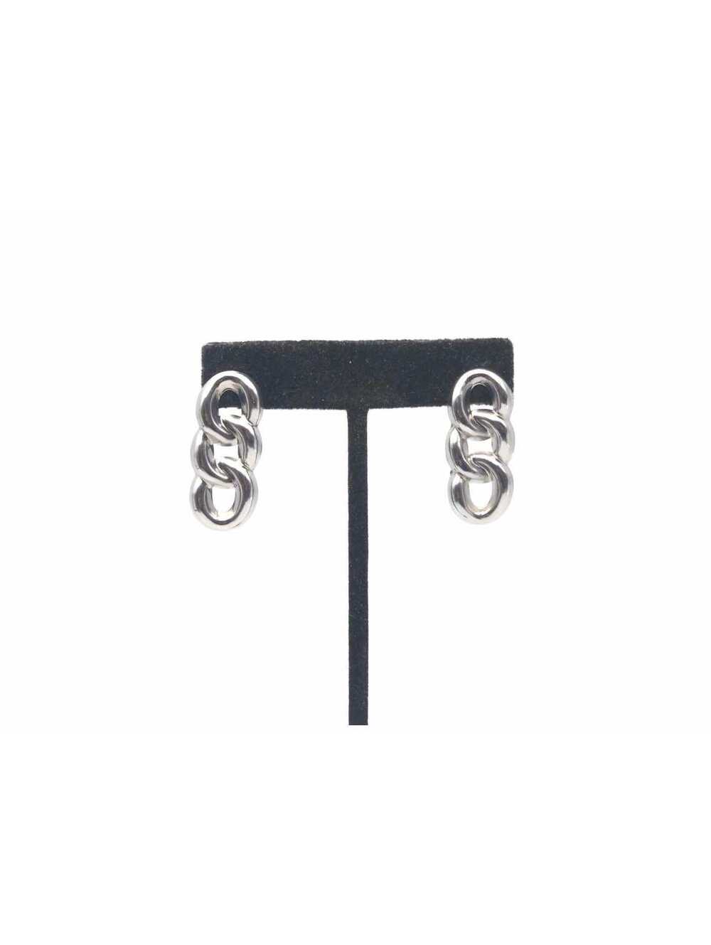 Vintage Silver Tone 3-Link Design Stud Earrings, Lightweight Earrings.